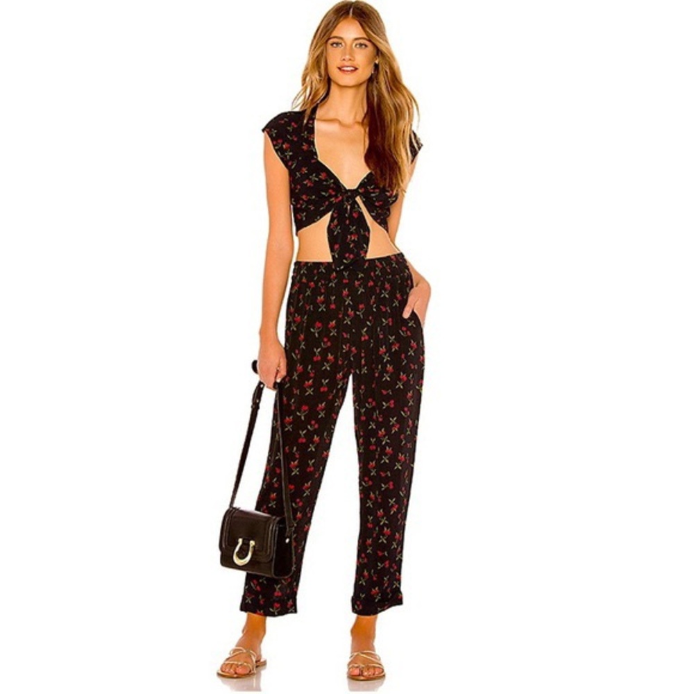 Beach Riot Gia Cherry Tie Knot Crop Top
